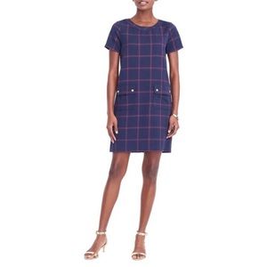 J.Crew Blue Plaid Mini Shift Dress